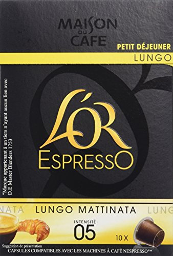 L'OR ESPRESSO Lungo Mattinata 10 capsules compatibles avec les machines à café Nespresso - Lot de 4 (40 capsules)