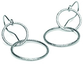 Pernille Corydon Damen Ohrringe Double Open Coin - Ohrhänger für Frauen mit 2 runden Ringen Kreisen - Echtschmuck 925er Silber vergoldet E223s