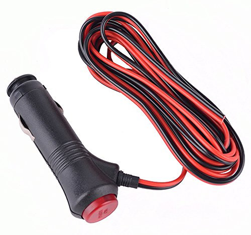 Carviya Zigarettenanzünder-Netzteil/-Adapter (12-24 V) für Auto/Motorrad, Steckerkabel mit Schalter-Knopf Button und integrierter 10-A-Sicherung (1,5 Meter)