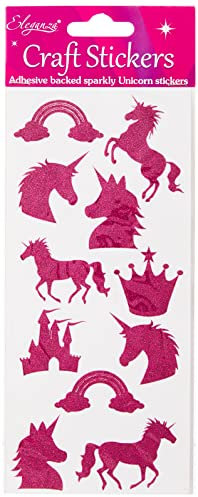 Eleganza Fuchsia Glitter Unicorn Stickers, Assorted
