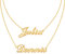 DayOfShe Collar de Dos Nombres Personalizado, Collar de Gargantilla de Doble Cadena Chapado en Oro de 18 Quilates con Placa de Nombre para Madre