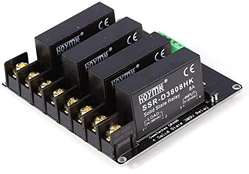 380V 8A 4 canales Placa de módulo de relé de estado sólido Disparador de y bajo placa controladora de interruptor SSR, voltaje de entrada DC 5V a 12V