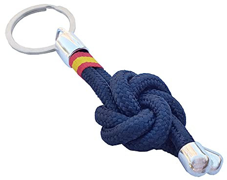 Tiendas LGP, Llavero Nudo Azul, hilo trenzado con Bandera de España, Anilla Metálica