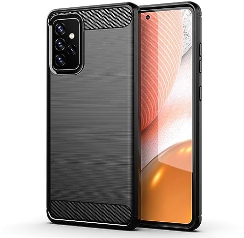 betterfon | Samsung Galaxy A72 5G Hülle Carbon TPU Silikon Handy Tasche Hybrid Case Schutzhülle Panzer Cover Bumper für Samsung Galaxy A72 SM-A725F Schwarz