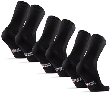 DANISH ENDURANCE 3 Paires de Chaussettes Diabétiques en Fibre de Bambou, Ne Serrent Pas, Homme Femme, Noir, 43-47
