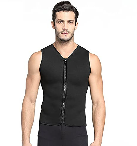 Yajun Traje de Neopreno de 3 Mm Chaleco con Cremallera Frontal Protección Solar UV Traje de Buceo Piscina, Deporte, Natación o Aeróbic,Men Black,S