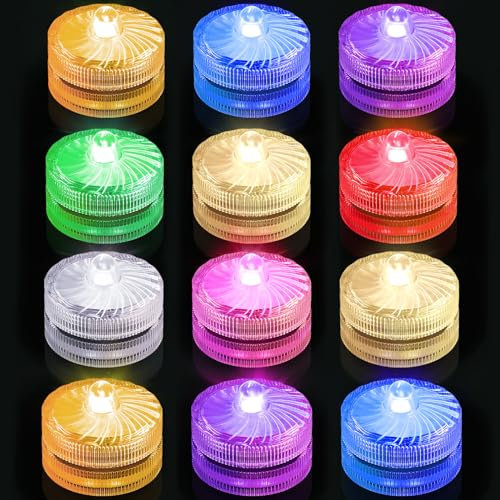 Luci a LED sommergibili, impermeabili, per piscina, doccia, luci a LED, mini luci a LED per artigianato, luci a LED per feste, piscina, fontana, casa, decorazioni per feste di nozze (confezione da 12,