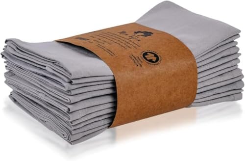 mon bijou® Stoffservietten grau 6er Set – GOTS Bio-Baumwolle – Waschbare Stoffservietten 45x45 cm hellgrau – Edle Baumwollservietten für Ostern, Hochzeit, Taufe & Weihnachten – Geschenkidee