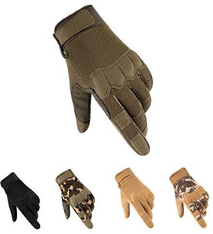 HYCOPROT Taktische Vollfinger Handschuhe, Touchscreen Motorrad Atmungsaktive Leichte Einsatzhandschuhe Outdoor Militär Zum Schießen Jagen Motorradfahren Klettern (Grün-1, Small)
