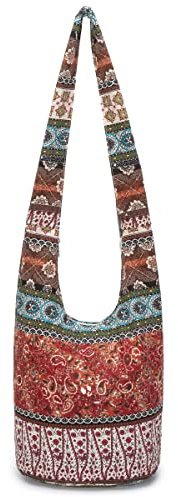 Coton Pose Damen-Schulter-Handtaschen, modisch, Segeltuch, Hippie-Taschen, Bohemian-Tier-Drucke, Hobo-Taschen, Orange