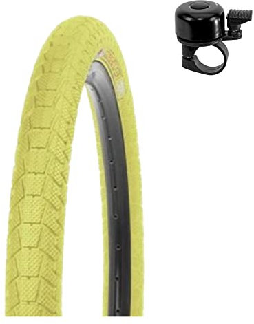 1 x Kenda K-907 Krackpot 20 BMX Fahrradreifen Fahrradmantel in Gelb 50-406 (20 x 1.95) inkl. Fahrradklingel