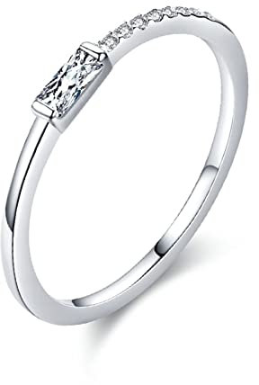 Musihy Ring Silber, Ring Größenverstellbar Geometrische Zirkonring Kanalfassung Silber Verstellbare Ringgröße