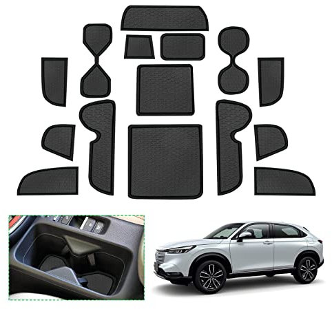 GAFAT Kompatibel mit Honda HR-V 2022-2024 2025 Antirutschmatten, HRV 2023 Gummimatten, Mittelkonsole Getränkehalter Matten, Aufbewahrungsbox Matten, Türnaht Matten, HRV Zubehör (Schwarz)