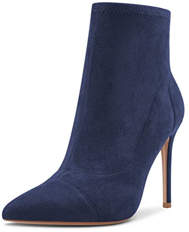 Saekcted Donna Alto High Tacco Heel Spillo a Punta Stivaletti Slip-on Classico Dress Ufficio Feste Stivali 10 CM Heels Blu Navy 39 EU