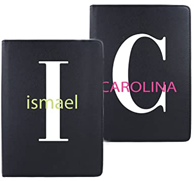 Housse personnalisée pour tablette avec nom et initiale pour protéger votre tablette. [Étui tablette] [Protection contre les chutes] [Unique et originale] (Universal 6″, noir)