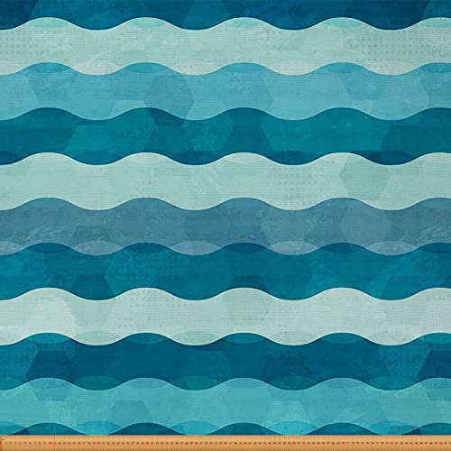 Ozean Wellen Polsterstoff für Stühle Nautisches Thema Stoff Meterware Summer Meer Dekostoff Ozean Ripple Drinnen Draußen Stoff Adventure DIY Kunst Wasserdichter Stoff Blau 92 x 150 (HxB)