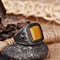 LvSenLin Retro Handgemachter Türkischer Ring für Männer VDouble Swords Gelbe Zirkonringe Punk Trendy Islamischer Religiöser Muslimischer Schmuck