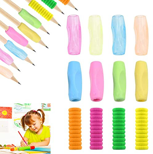 12 Pcs Pencil Grips, Soft Cushioned Writing Aid Pencil Holder, Children's Silicone Pen Grips Foam Pen Grip, Ergonomic Writing Aid Grip Posture Correction for Kids, Students, Adults