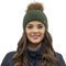 Vivisence Cappello Invernale da Donna con Pompon Fodera Interna in Pile Caldo E Morbido Realizzato in Filato Caldo Ed Elasticizzato Perfetto per Giornate Fredde E Ventose, Verde,Taglia Unica
