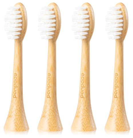 PONPACE Bamboo Toothbrush Heads Compatible with Philips Sonicare, Extra Soft Castor-Oil Bristles for Sensitive Teeth, Eco-Friendly & Gentle Cleaning