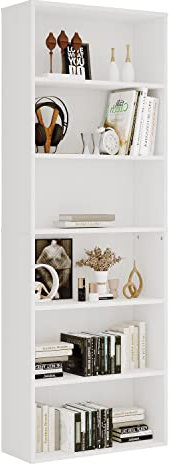 Panana Extra Large Bookcase, 5/6 Tier Wooden Cube Shelves Soild Wood Bookself Storage Organizer Display Shelf Free Standing Unit For Living Room Home Office (White, 6 Tier)