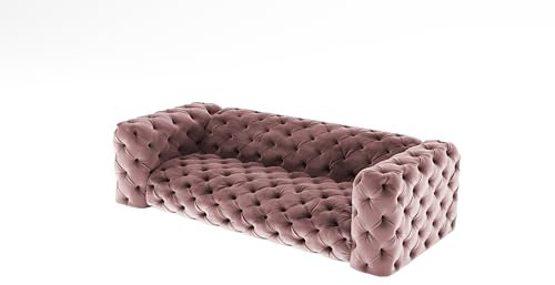 GREKPOL Exklusives Chesterfield Sofa für DREI Personen - Zeitlose Eleganz und Komfort (Rosa)