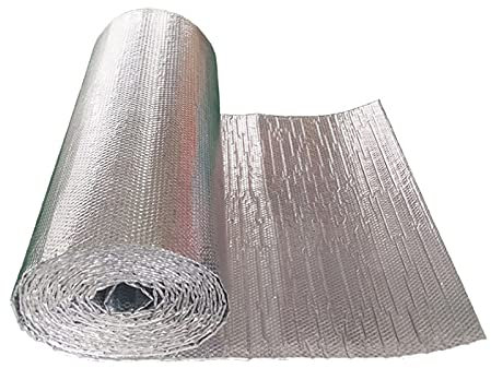 Film isolant isolant en aluminium Feuille d'aluminium pour radiateur à bulles Rouleau d'isolation en aluminium à double bulle pour loft, sol, mur, camping-car, bateau et abri de jardin auto-adhésif
