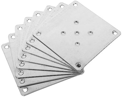 WHAMVOX 8Pcs Flat Metal Mounting Plates for Furniture Legs 5-Hole Zinc Plating Connectors for Easy Installation and Wobbly Furniture Fix