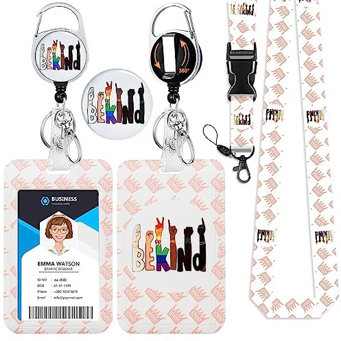 HASFINE Schlüsselband mit einziehbarer Spule und 360° drehbarem Gürtelclip, lustiges Be Kind, Schlüsselband-Design, ideal für Krankenschwestern, Lehrer und Geschenke