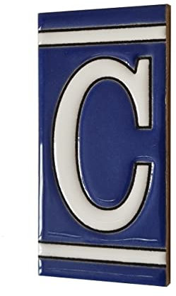 11 x 5,5 cm klassische blaue handbemalte Keramikfliesen mit Zahlen und Buchstaben (Buchstabe C-Fliese)