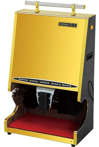 MegLob Pabilleur De Chaussures Entièrement Automatique, Machine À Brosse À Chaussures Électriques Domestique, Machine Automatique en Acier Inoxydable pour Le Nettoyage/Polissage des Bottes,d'or