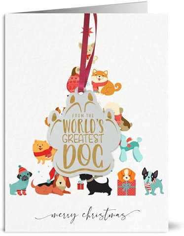 From the Dog Christmas Card with Wooden From the World's Greatest Dog Paw Christmas Tree Decoration Attached (Christmas)
