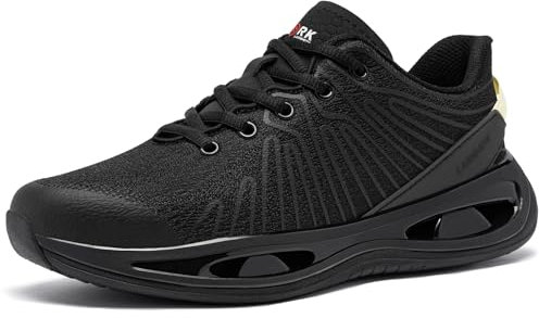 LARNMERN Zapatos de Seguridad Mujer Amortiguación Ligeros Comodidad Zapatillas de Seguridad Transpirabilidad Moda Zapatos de Trabajo(Negro A,36EU)