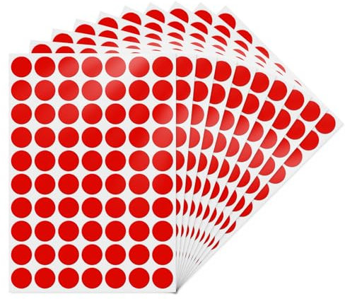 YIKIADA Rot Runde 19 mm Punktaufkleber Selbstklebende Markierungspunkte Wasserdicht Klebepunkte Aufkleber Kleine Farbkodierung Etiketten 700 Stück