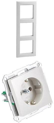 Bundle aus Schneider Electric Elso 264304 Rahmen 3-Fach Joy Steckdosen und Schalter, Schneider Electric Elso 265004 SCHUKO Steckdose 16A Joy mit Steckklemme, Schutzkontaktsteckdose,REINWEISS