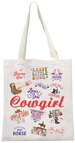 MYSOMY Cowgirl-Geschenk, Cowgirl-Tragetasche, Cowgirl, Bachelorette, Tragetasche, Western-Cowgirl-Tasche, Western-Country-Cowgirl-Geschenk, Cowgirl Tb, 13.7inch*15inch