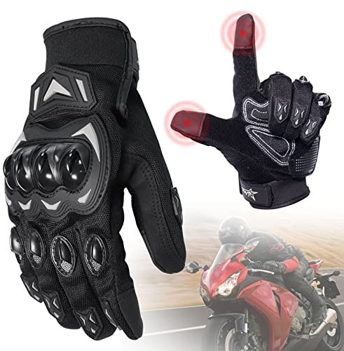 PNGOS motorradhandschuhe Herren, Motorrad Handschuhe Herr, Damen, atmungsaktiv, Touchscreen, Vollfinger, für Motocross-Handschuhe, MTB, Herren, für Fahren, Radfahren, Scooter (M)