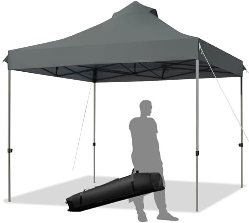 COSTWAY Faltbarer Pavillon für den Garten, 3 x 3 m, Outdoor-Pavillon mit Pop-Up-Design, Tasche mit Rollen, 3 Höhen verstellbar, ideal für Partys, Garten und Strand (grau)
