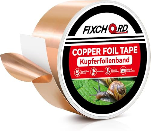 FIXCHORD Ruban de Cuivre Contre Les Escargots, Ruban Anti-limaces en cuivre, Ruban répulsif Anti-limaces en cuivre, Ruban Anti-limaces Auto-adhésif pour Lutter Contre Les escargots 20M*50mm