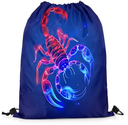 Homewish Skorpion Draw String Rückentasche Glitter Rot Blau Skorpion String Rucksack, Zodiac Skorpion Wasserdichte Kordelzug Rucksack Konstellation Tattoo Tier Kordelzug Taschen