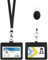 EIHI Kartenhülle mit Schlüsselband, Ausweishüllen für Lanyards, Ausweishülle PU, Band mit Ring für Schlüssel, Ausweishalter Leder für ID Karten,Work ID,Studentenausweis,Büro(Schwarz), 2 Stück
