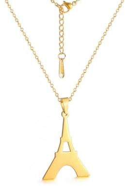 Caiduoduo Paris Eiffelturm London Big Ben Damen Halskette Schloss Wahrzeichen Halsband Edelstahl Halskette