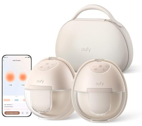 eufy Wearable Breast Pump S1 Pro Electric Hands-Free Breast Pump with Heating Technology, Portable Charging Case, App-Controlled Smart Rhythm, Hospital-Grade Suction, Leak-Proof and Ultra-Quiet