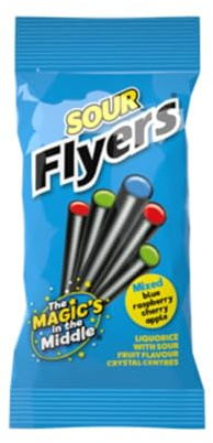 Flyers Sour Liquorice Sticks - 7 Pack x 12 | Tangy & Sour Flavoured Sweets | Bulk Pack for Sharing & Snacking