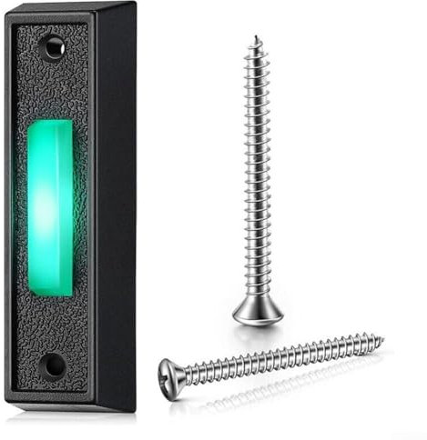 Stilvolle grüne LED-Licht-Türklingel-Taste, einfache Installation, Ersatz mit Schrauben