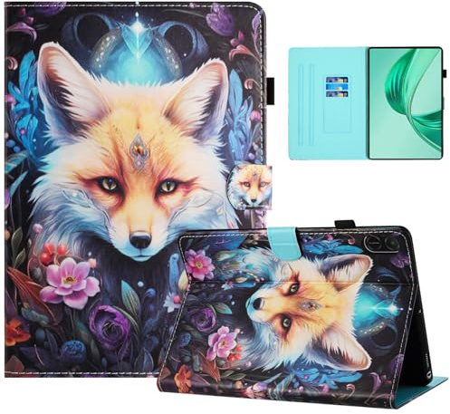 Auslbin Colorata PU Cover Honor Pad X8a 11 Pollici, Colorata e in Movimento, Bellissimo Motivo, Custodia per Tablet Flip Honor Pad X8a con Supporto, Volpe