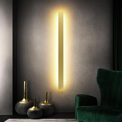 TZSMUM LED Lange Wandleuchten Innen 200CM Modern Wandlampe 3000K/4000K/6000K Flurlampe Lange Lichtleiste Wandbeleuchtung Schlafzimmer Schwarz Treppenhauslampe Wohnzimmer (Gold Warmes Licht,150cm)