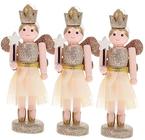 Garneck 3 Pz Ciondolo Schiaccianoci giocattolo per ragazze schiaccianoci di pan di giocattoli per bambini giocattoli bambini angelo in legno di noce arredamento della scrivania