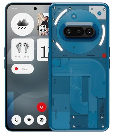 Nothing Telefono (3A) 5G (blu, 8 GB di RAM, 256 GB di archiviazione) | Snapdragon 7s Gen 3 | fotocamere da 50 MP+50 MP+8 MP | frontale da 32 MP | AMOLED da 6,8 pollici a 120 Hz | Batteria da 5000 mAh
