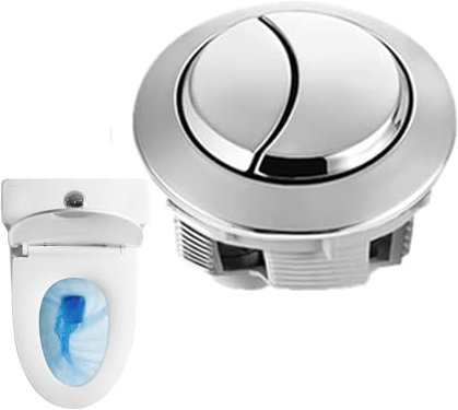 Spültaste, Edelstahl-Federpresse, WC-Spüler, Druckknopf, Pusher WC-Saugglocken-Ersatz-Set für die meisten Toiletten, einfach zu installieren, Kompatibilität